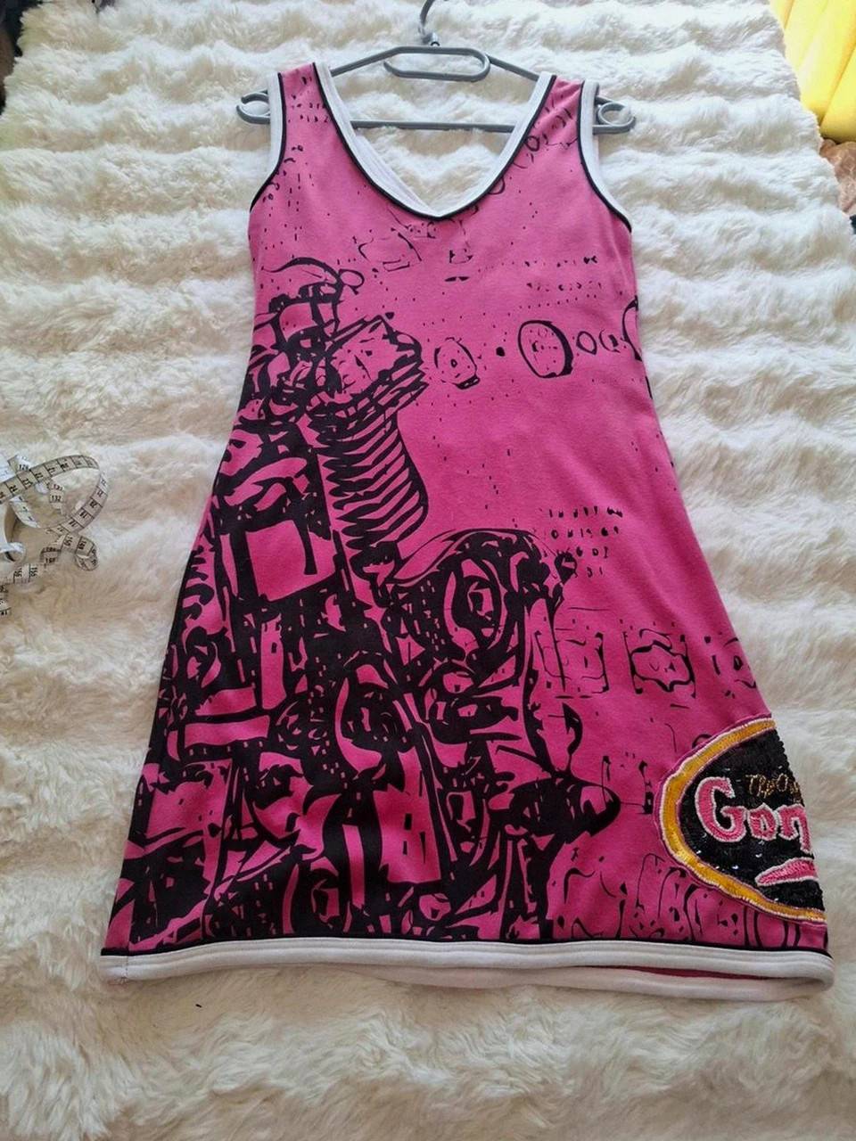 Débardeur Long / Robe "Pink Panther" (Gone Pink / Motor Oil) - Noir & Rose – taille S / 36 / 8 5