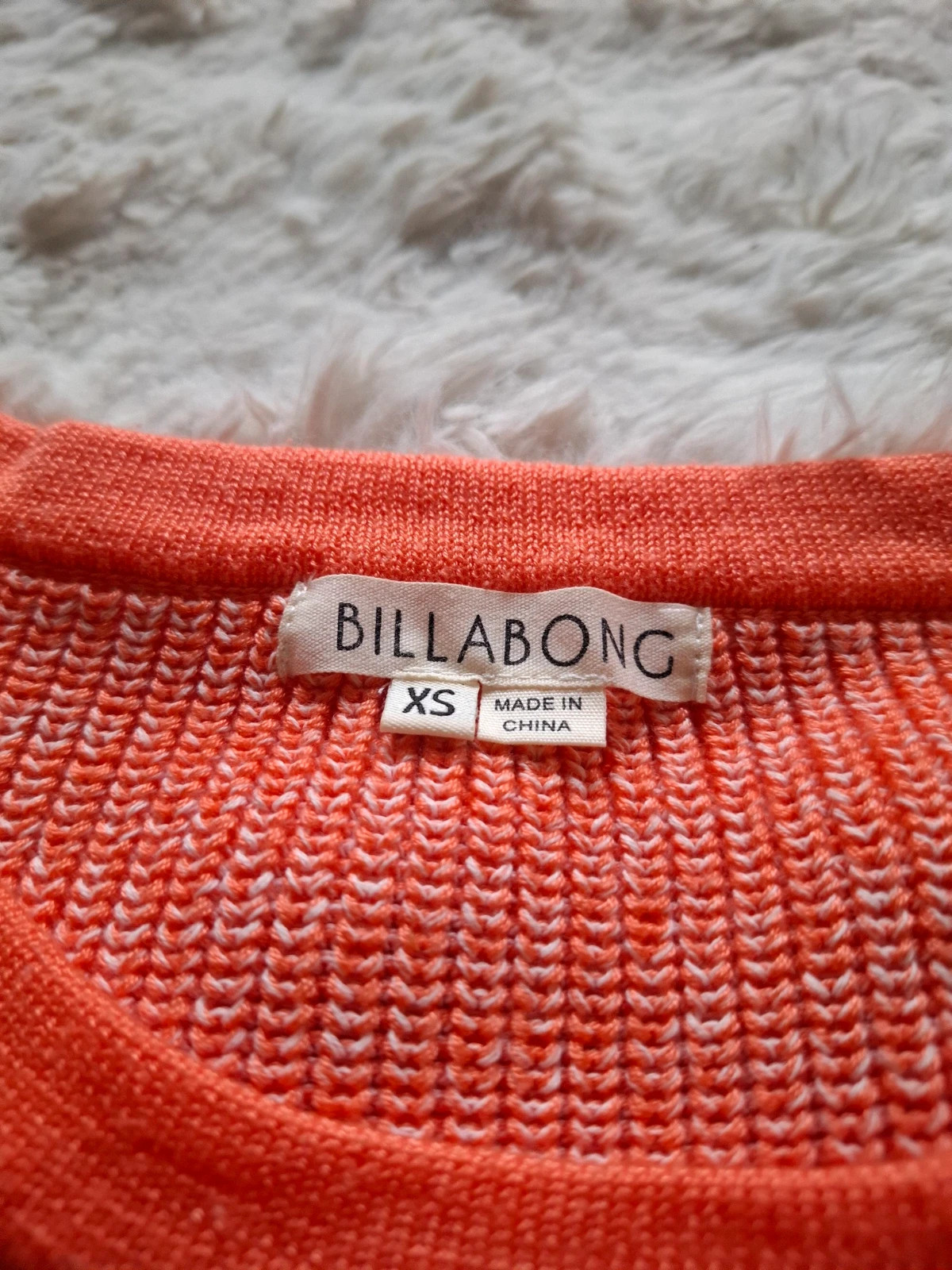 Pull en maille orange corail chiné col rond poche poitrine Billabong taille XS – Billabong – taille XS / 34 / 6 2