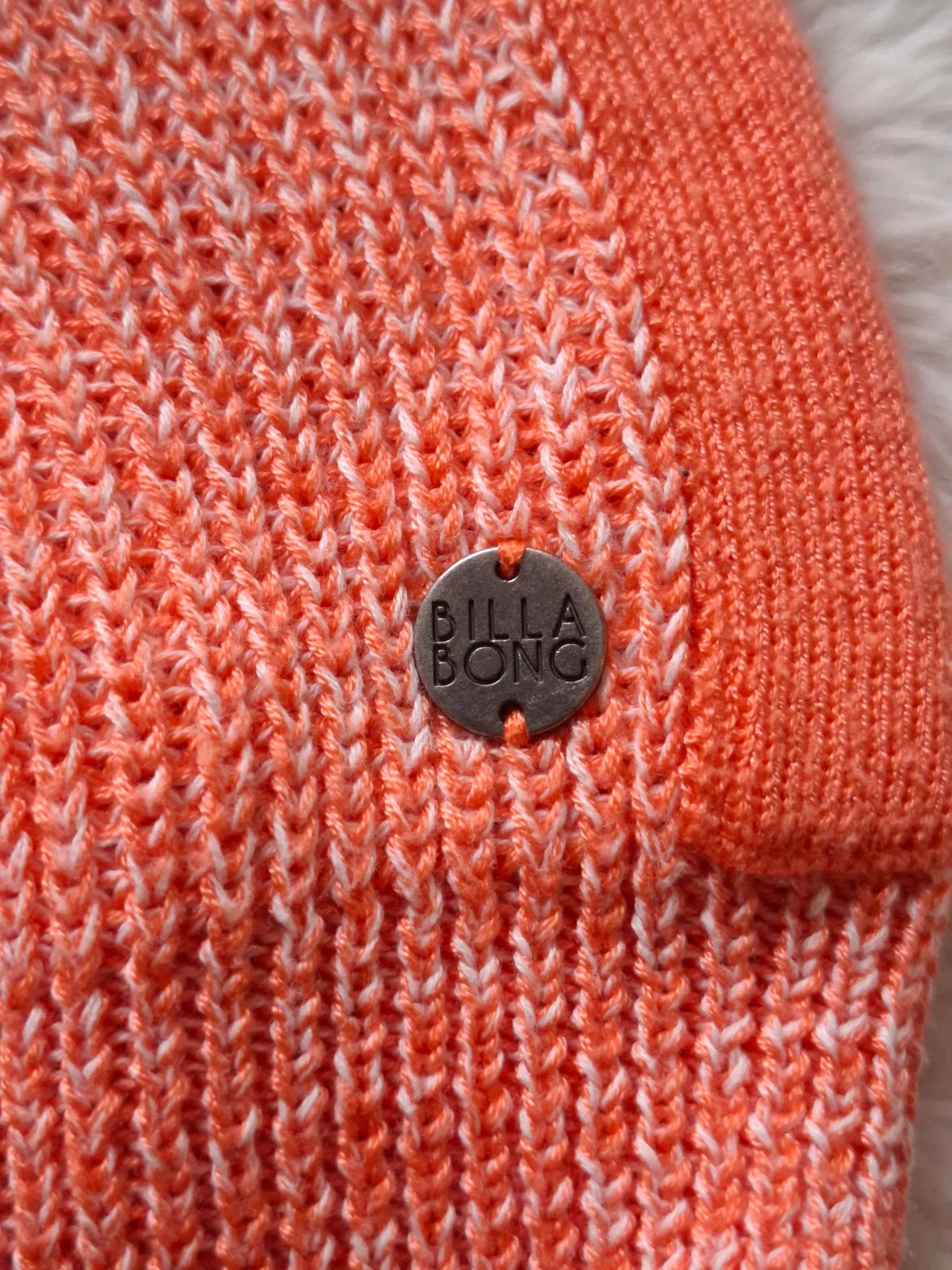 Pull en maille orange corail chiné col rond poche poitrine Billabong taille XS – Billabong – taille XS / 34 / 6 3