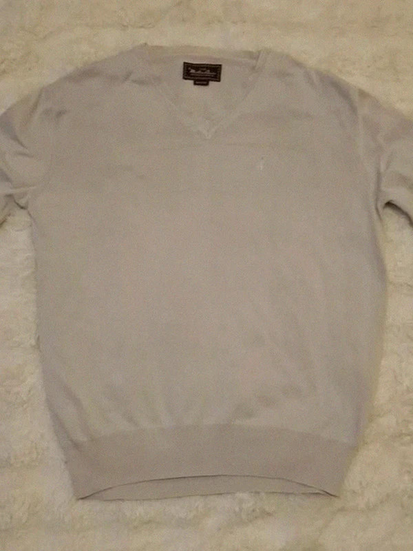 Pull-over Vintage Beige / Gris Col V 100% Coton Marlboro Classics (MCS) T.M – Marlboro Classics – taille M 2