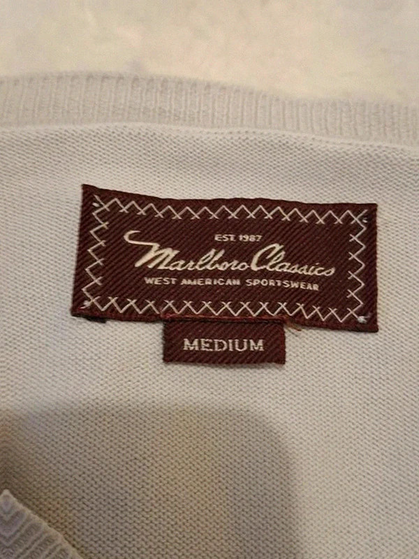 Pull-over Vintage Beige / Gris Col V 100% Coton Marlboro Classics (MCS) T.M – Marlboro Classics – taille M 4