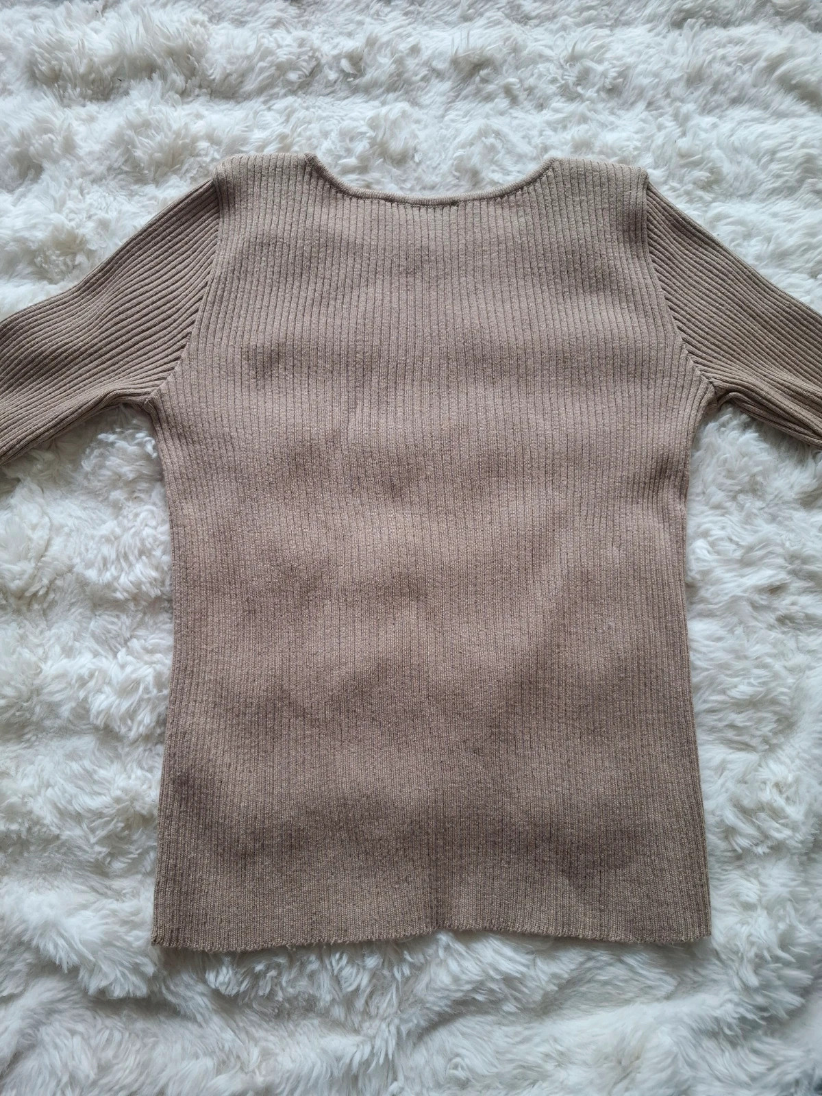 Pull côtelé beige laine mérinos col bateau boutons épaules taille M 38 40 – Comptoir des Cotonniers – taille M / 38 / 10 5