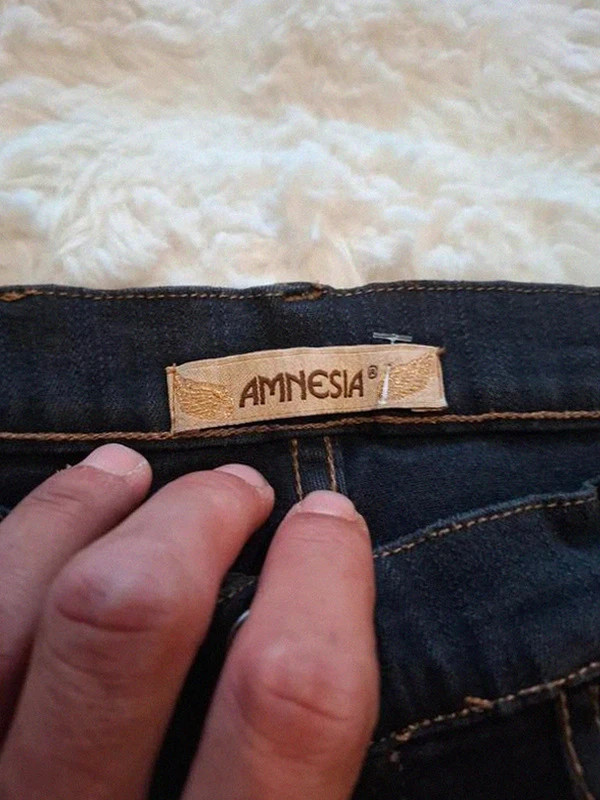 Pantalon cargo Jean Amnesia Noir Dentelle & Strass T.42 (Fabriqué en France) – Amnesia – taille XL / 42 / 14 5