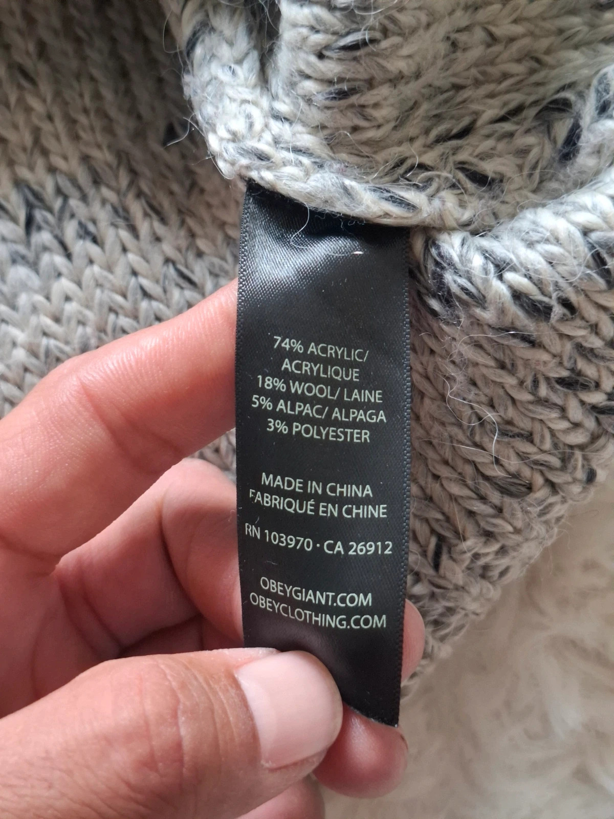 Pull en maille chiné gris col rond Obey N89 style streetwear cozy taille XS – Obey – taille XS / 34 / 6 5