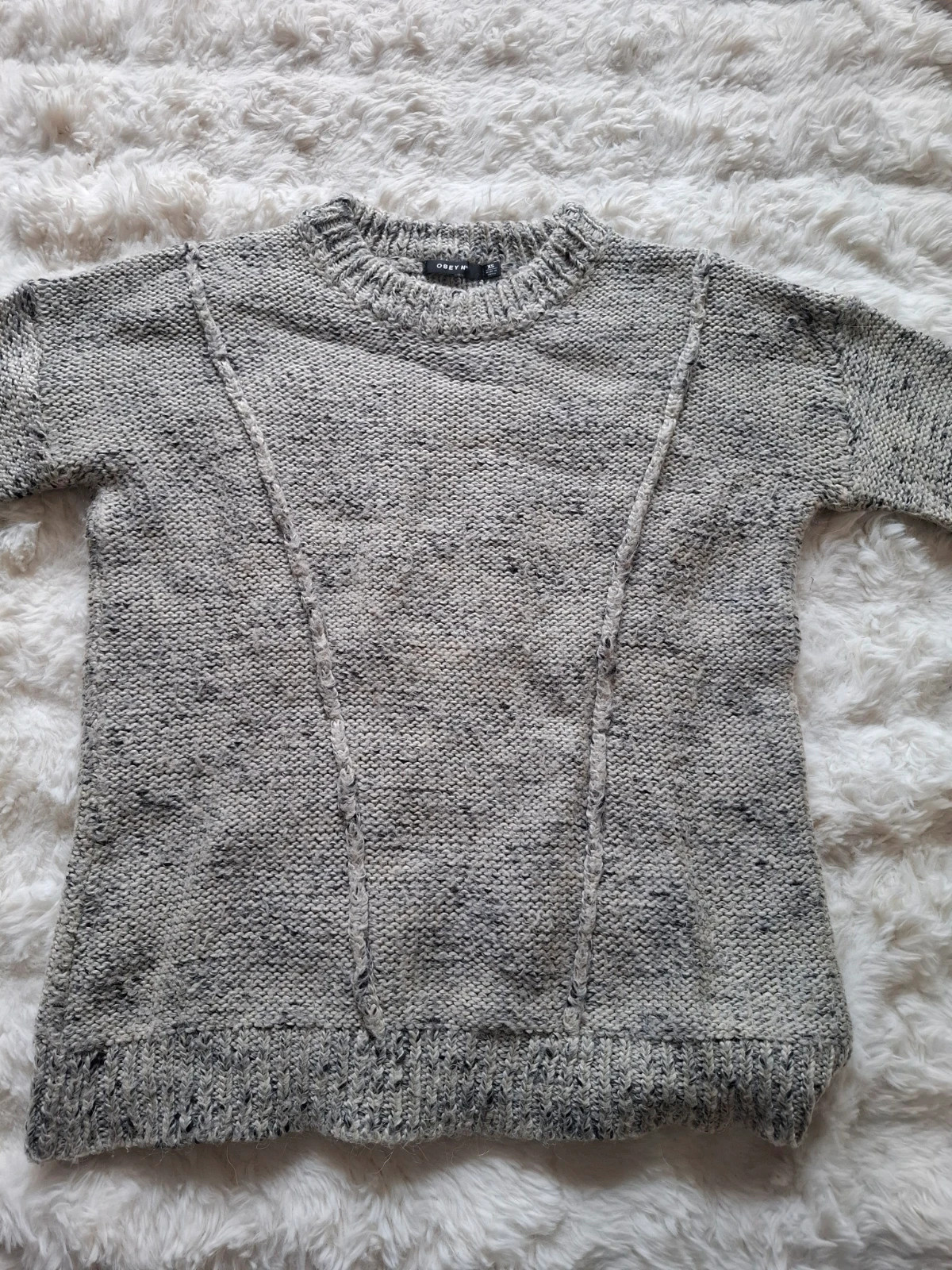 Pull en maille chiné gris col rond Obey N89 style streetwear cozy taille XS – Obey – taille XS / 34 / 6 2