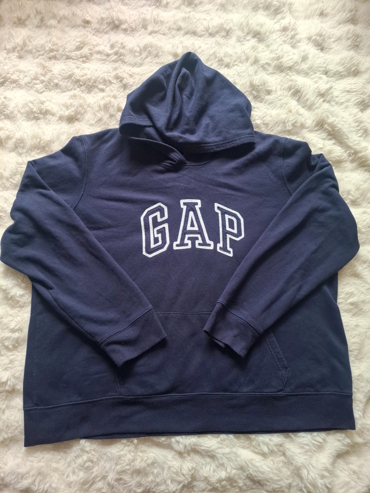 Sweat à capuche GAP bleu marine grand logo brodé vintage rétro taille XXL