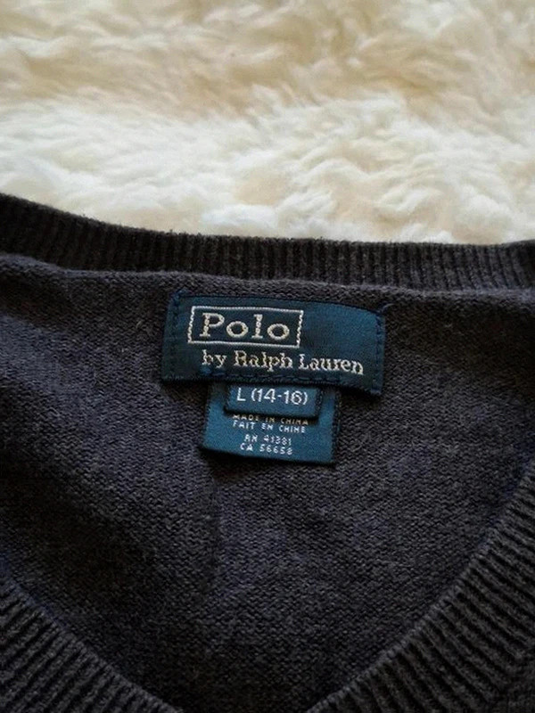 Pull gris léger Polo by Ralph Lauren Col V Coudières 14-16 Ans (S) – Polo Ralph Lauren – taille S 3