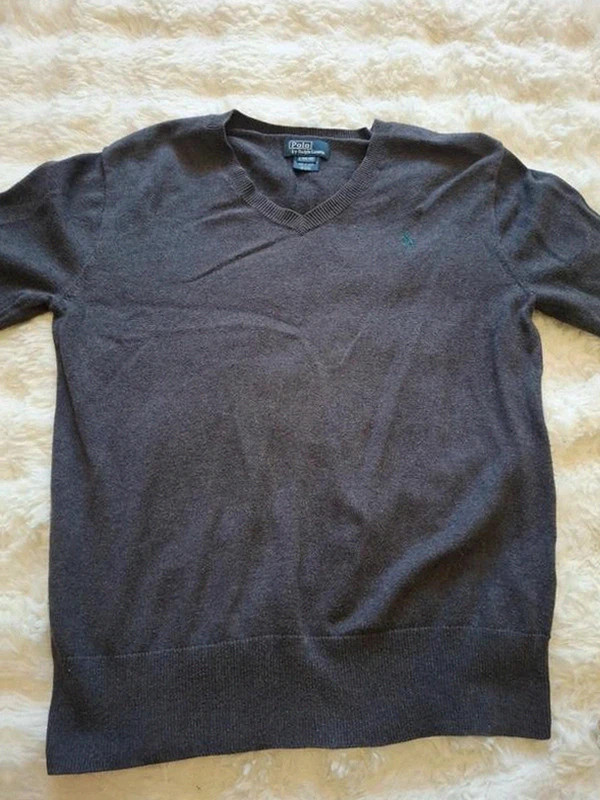 Pull gris léger Polo by Ralph Lauren Col V Coudières 14-16 Ans (S) – Polo Ralph Lauren – taille S 4