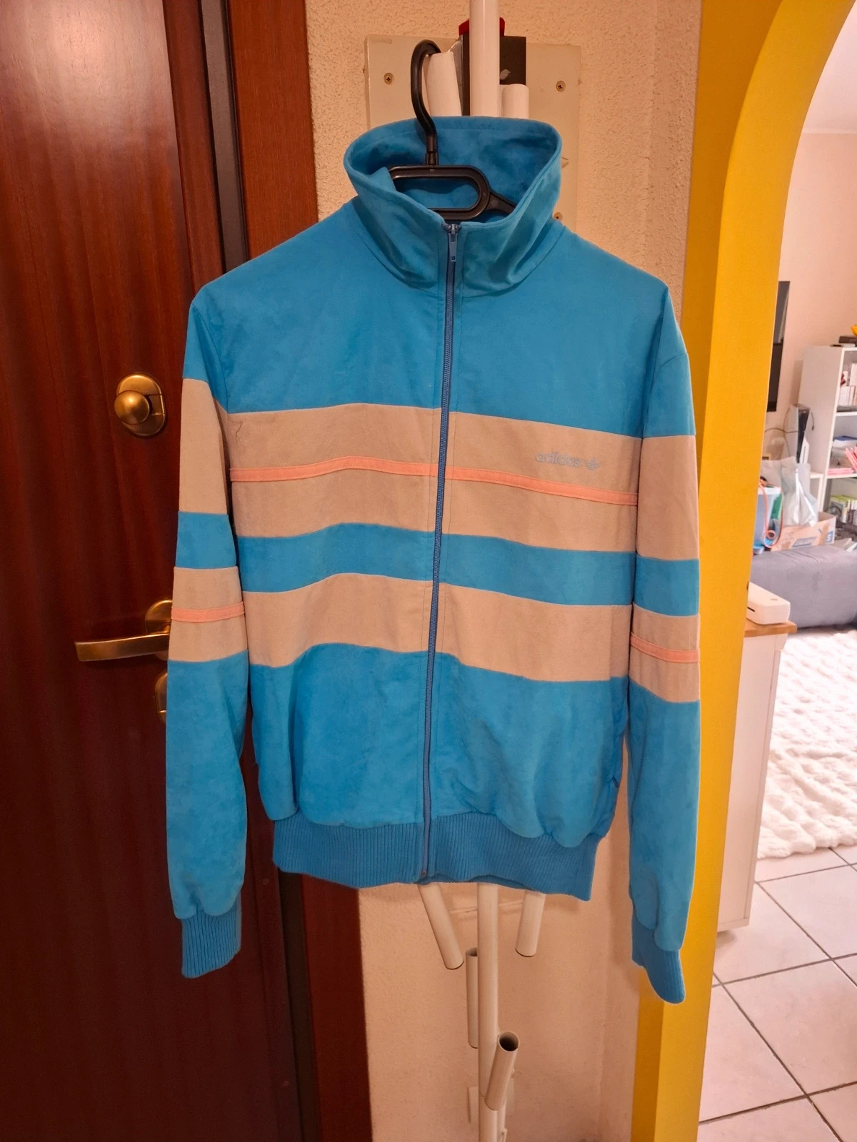 Veste de survêtement vintage Adidas Ventex France bleu gris rétro taille M