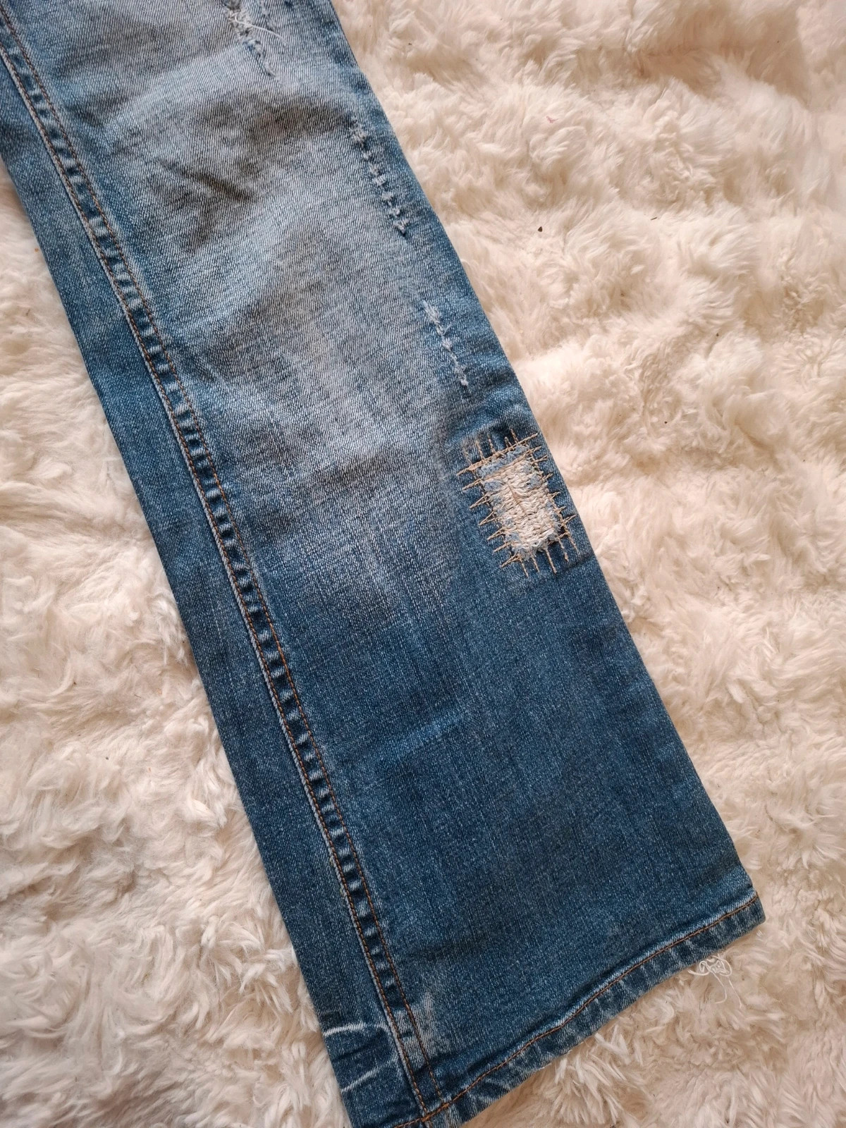 Jean flare/bootcut vintage délavé patte d'éléphant usé waist bas taille 38 M – Vintage Dressing – taille M / 38 / 10 4