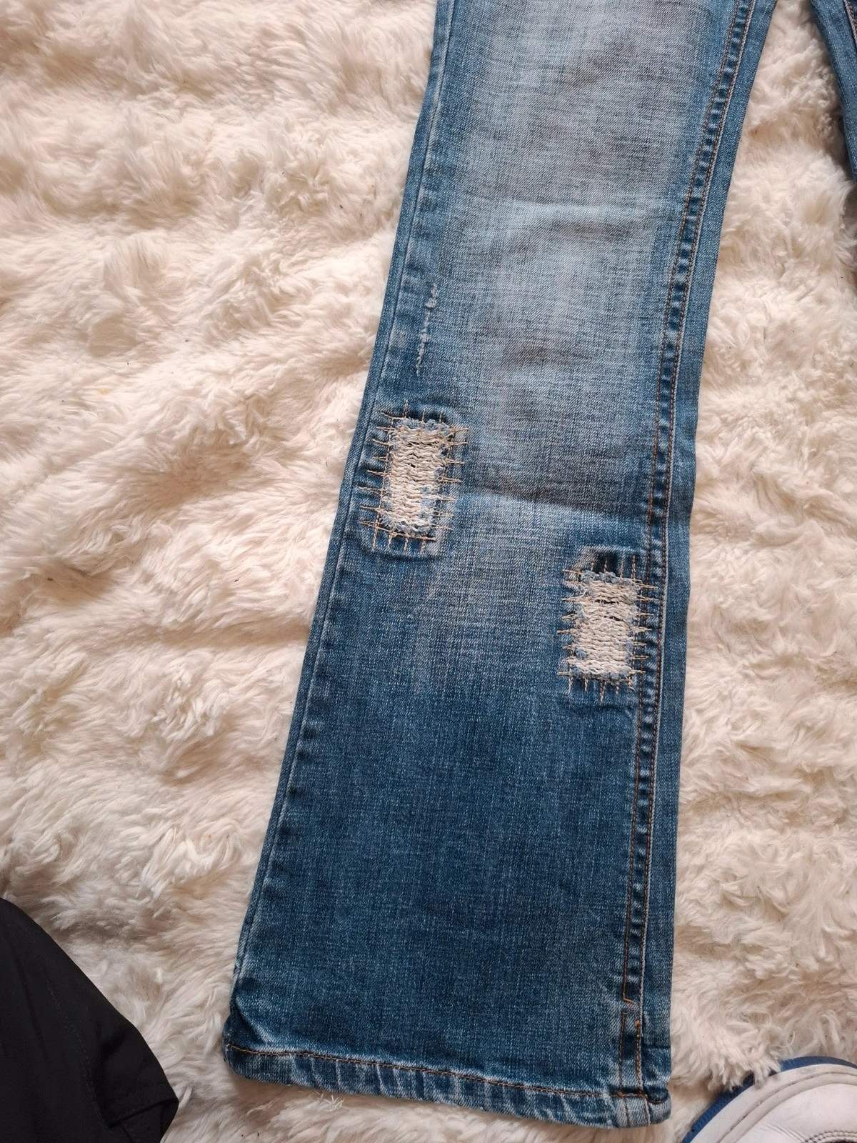 Jean flare/bootcut vintage délavé patte d'éléphant usé waist bas taille 38 M – Vintage Dressing – taille M / 38 / 10 3