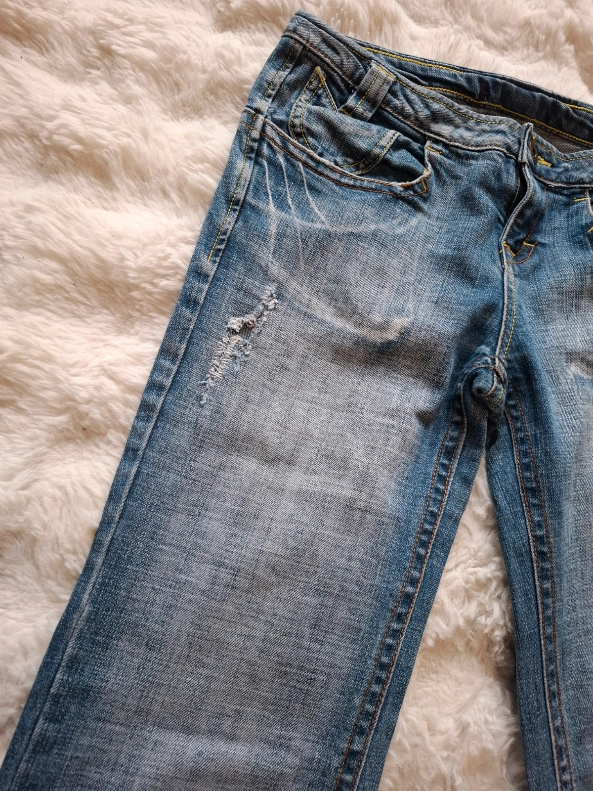 Jean flare/bootcut vintage délavé patte d'éléphant usé waist bas taille 38 M – Vintage Dressing – taille M / 38 / 10 5