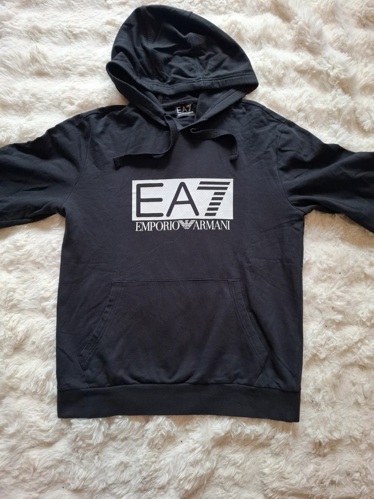 Sweat à capuche EA7 Emporio Armani noir logo blanc streetwear taille M – EA7 Emporio Armani – taille M 3