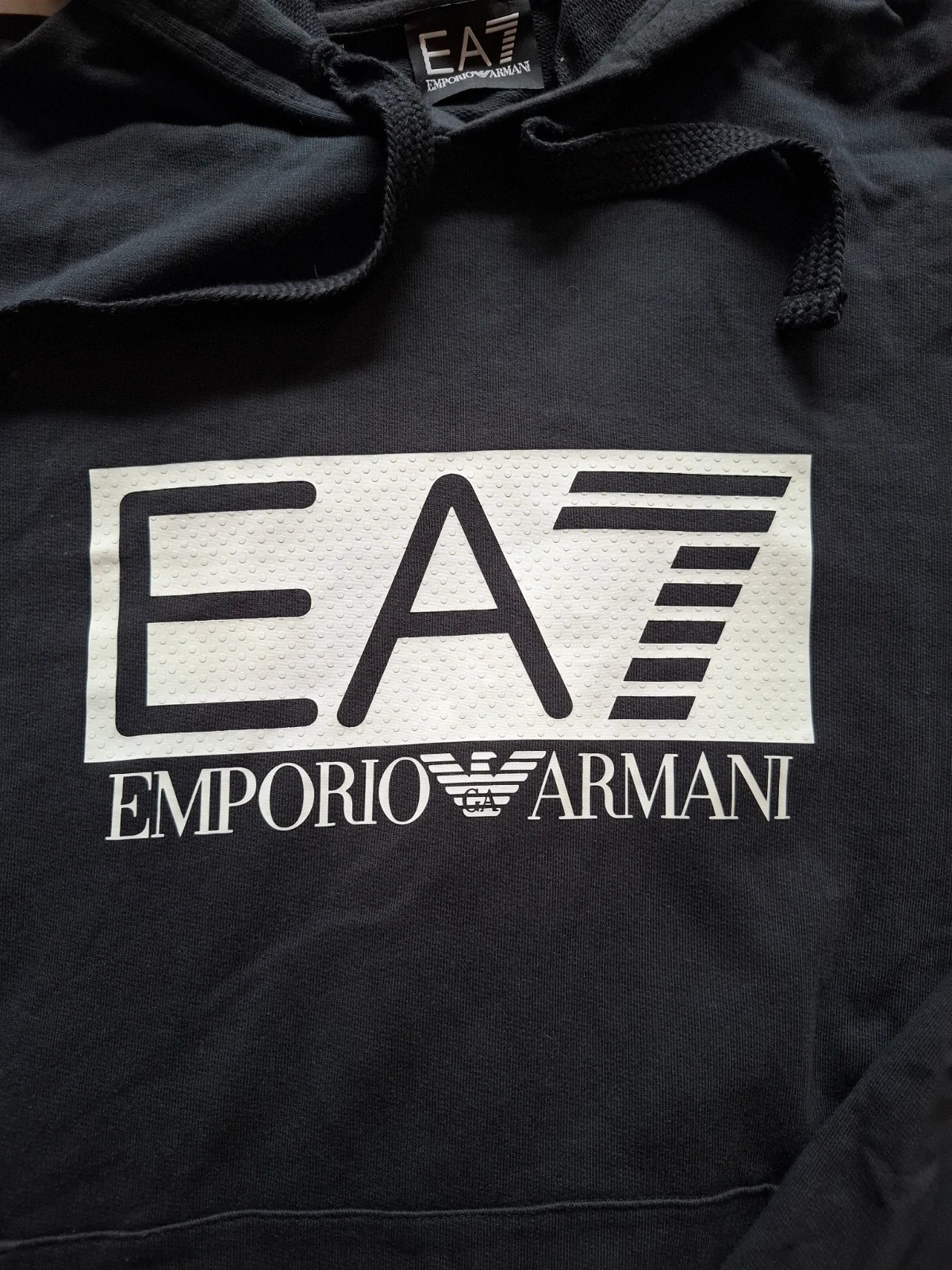 Sweat à capuche EA7 Emporio Armani noir logo blanc streetwear taille M – EA7 Emporio Armani – taille M 2