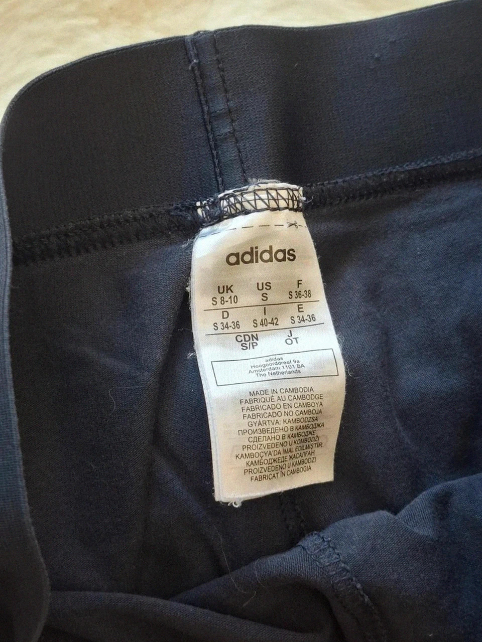 Legging / Pantalon de sport Adidas - Bleu Marine À Bandes Blanches - Taille S – adidas – taille S / 36 / 8 4