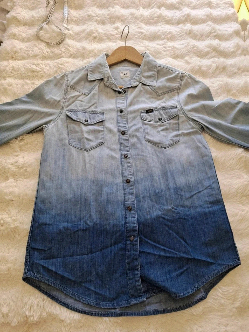 Chemise Lee en jean délavée - Effet dégradé Ombré - Taille S - 100% Coton – Lee – taille S / 36 / 8 2