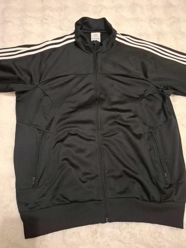 Veste Zippée de Survêtement Adidas Noire & Blanche Grand Logo Dos T.L / XL – adidas – taille L 2