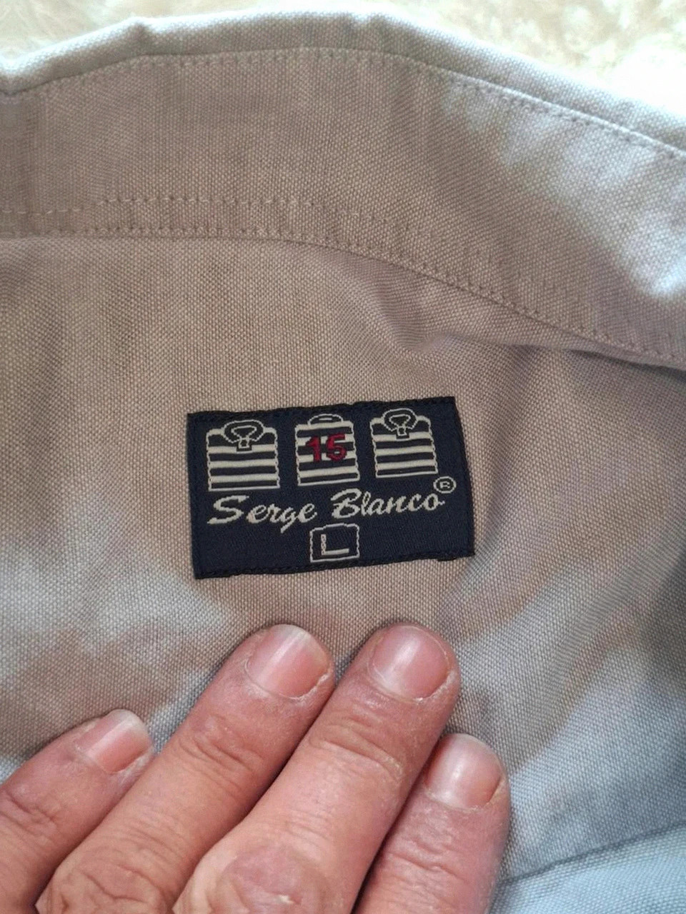 Chemise à manches longues Serge Blanco gris clair - Taille L - Broderie "15" – Serge Blanco – taille L 4