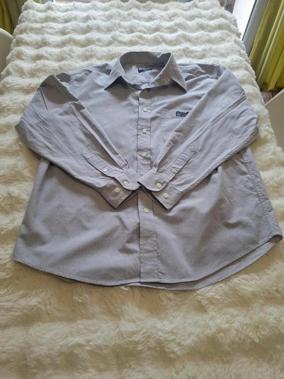 Chemise à manches longues Serge Blanco gris clair - Taille L - Broderie "15" – Serge Blanco – taille L 2