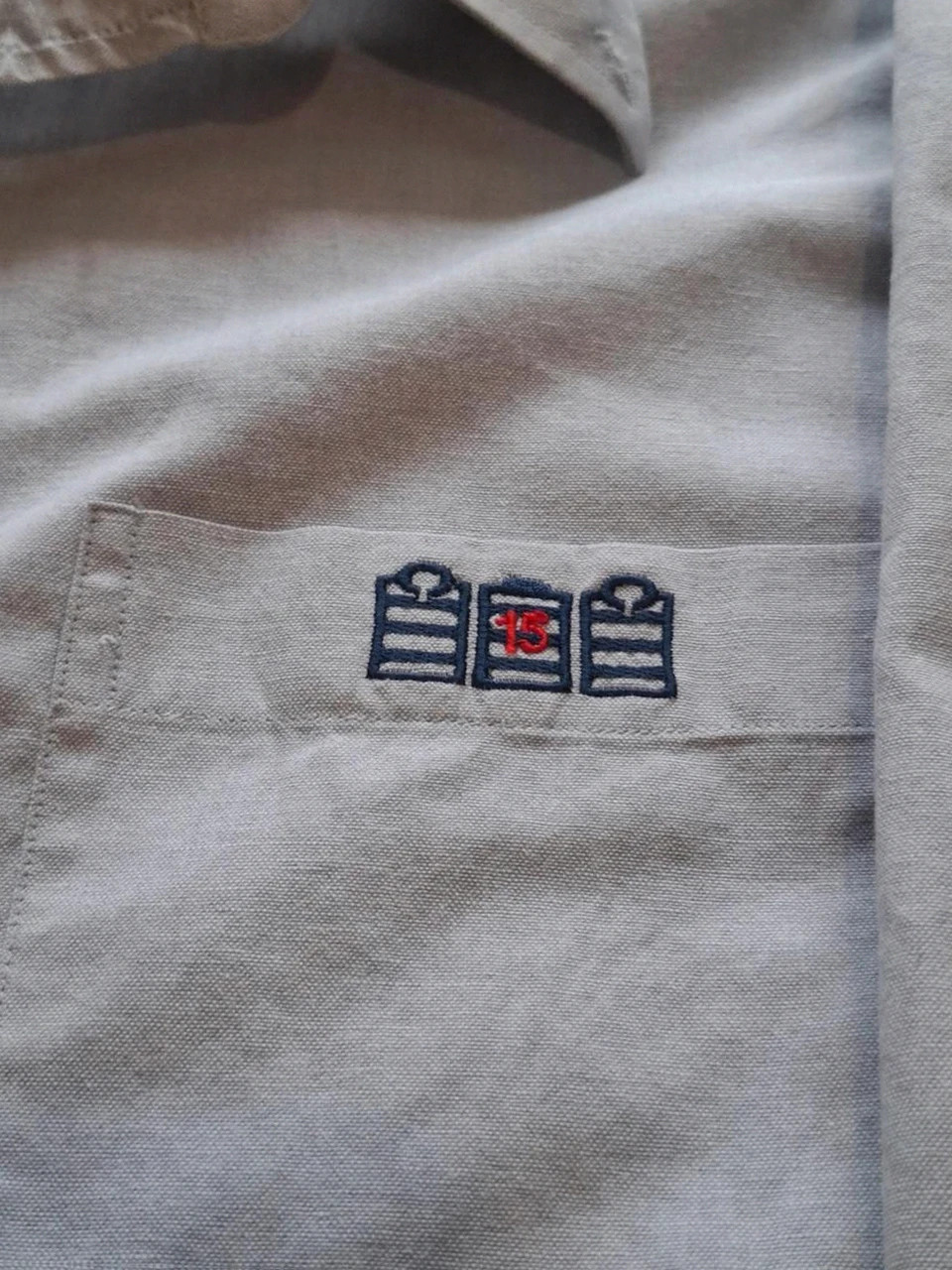 Chemise à manches longues Serge Blanco gris clair - Taille L - Broderie "15" – Serge Blanco – taille L 3