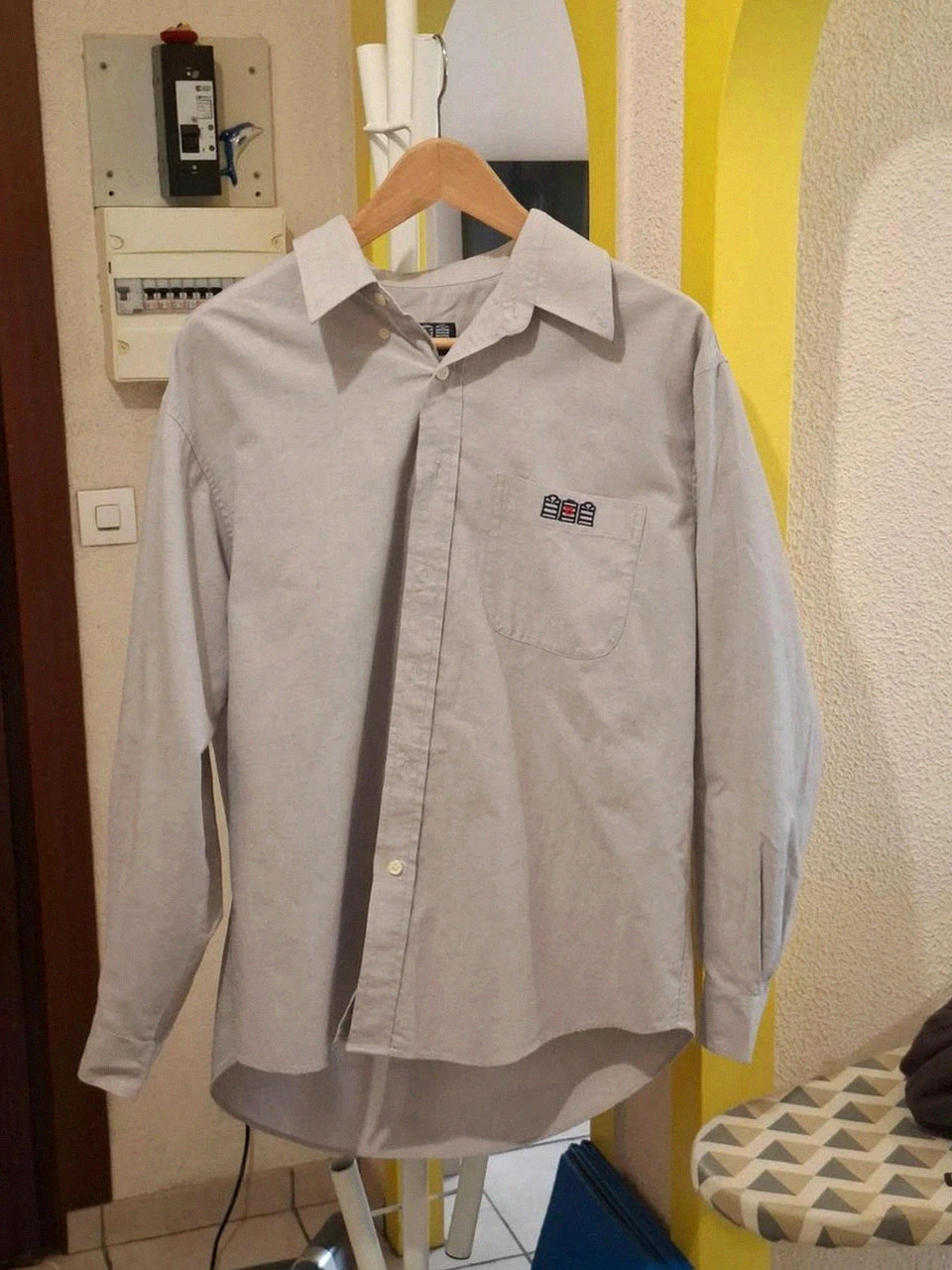 Chemise à manches longues Serge Blanco gris clair - Taille L - Broderie "15"