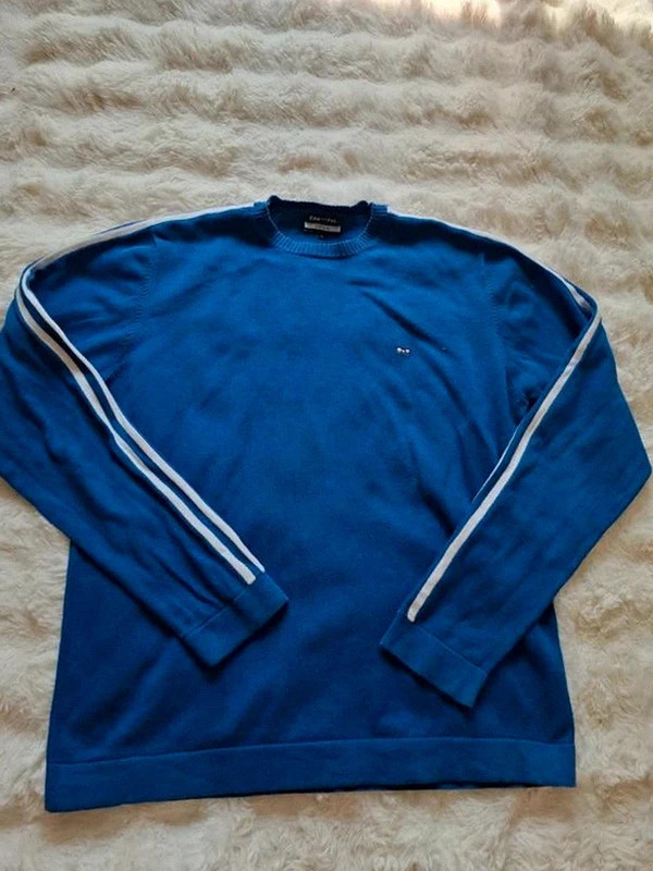 Pull Eden Park Team Bleu & Blanc Brodé Dos Crewneck T.M