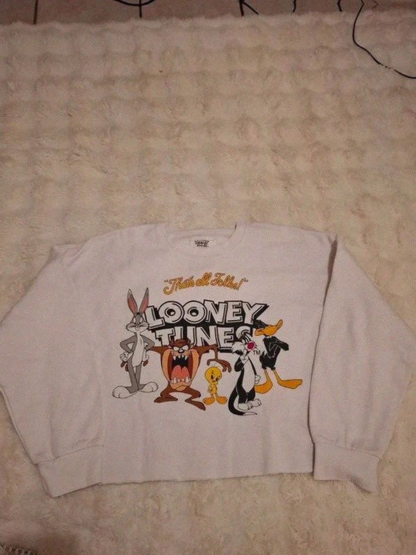 Sweat-shirt Crop Top Looney Tunes "That's All Folks!" Reworké Undiz T.L