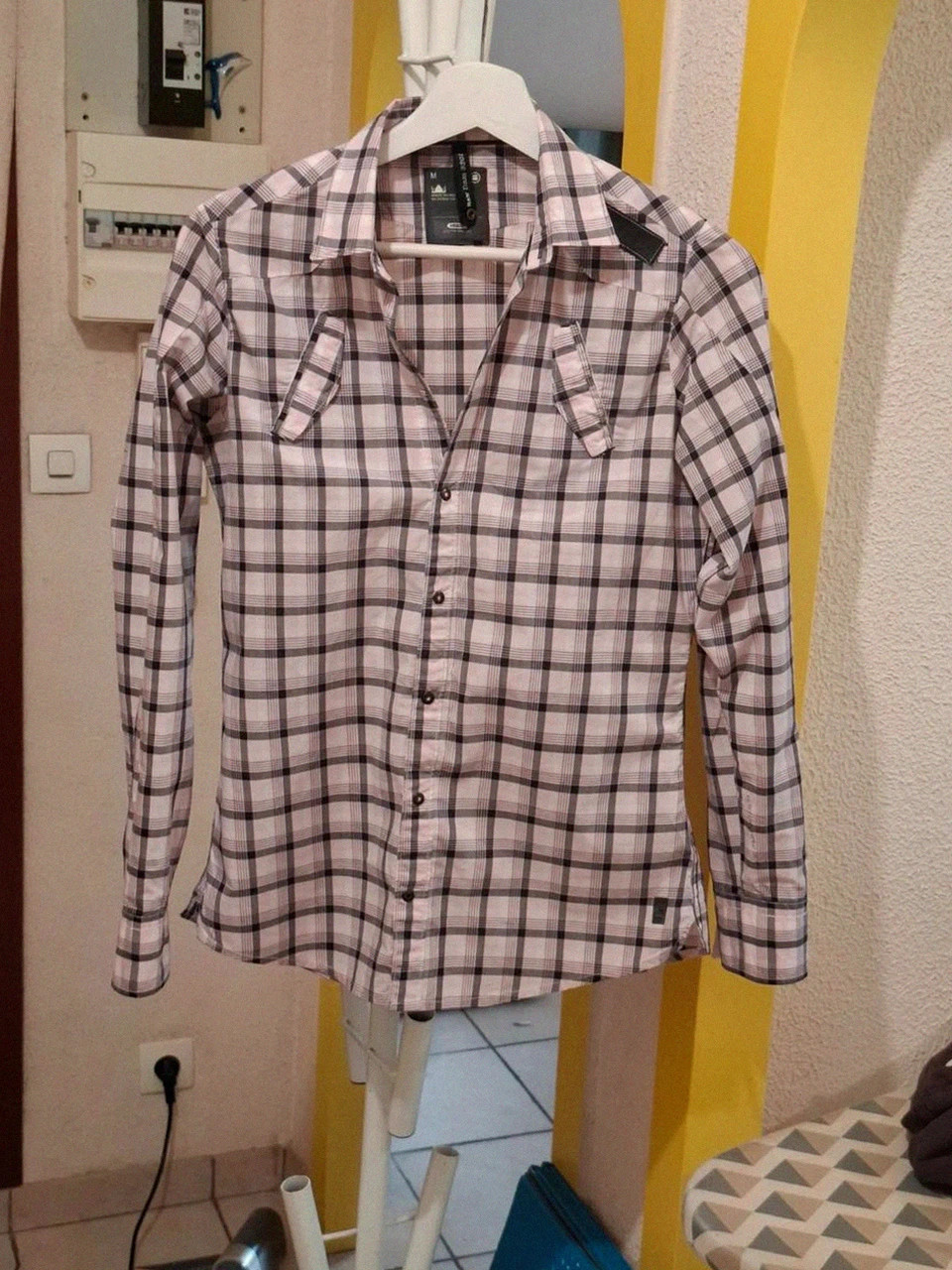 Chemise G-Star Raw rose et noir à carreaux - Taille M - Coupe cintrée