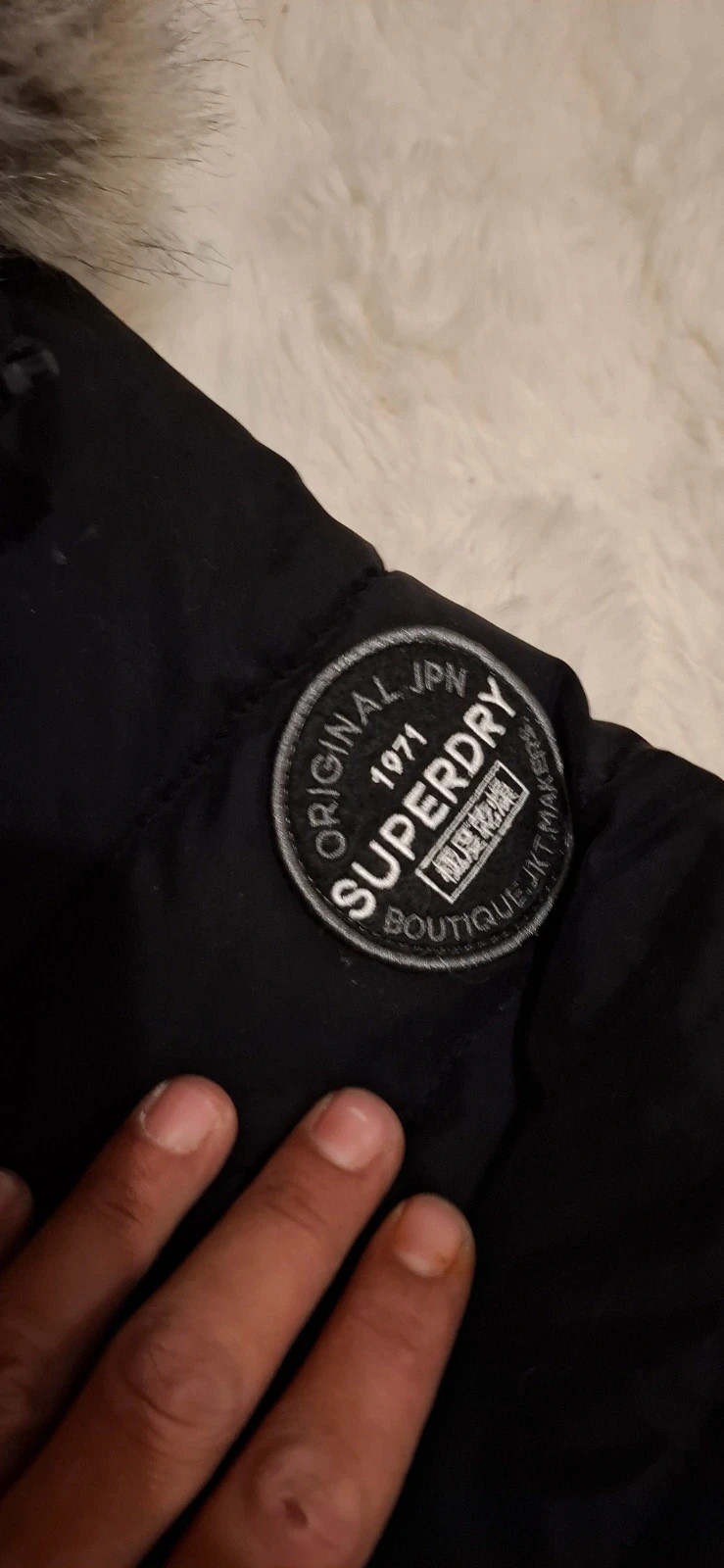 Doudoune manteau noir matelassé col fourrure toggle puffer Superdry taille S – Superdry – taille S / 36 / 8 5