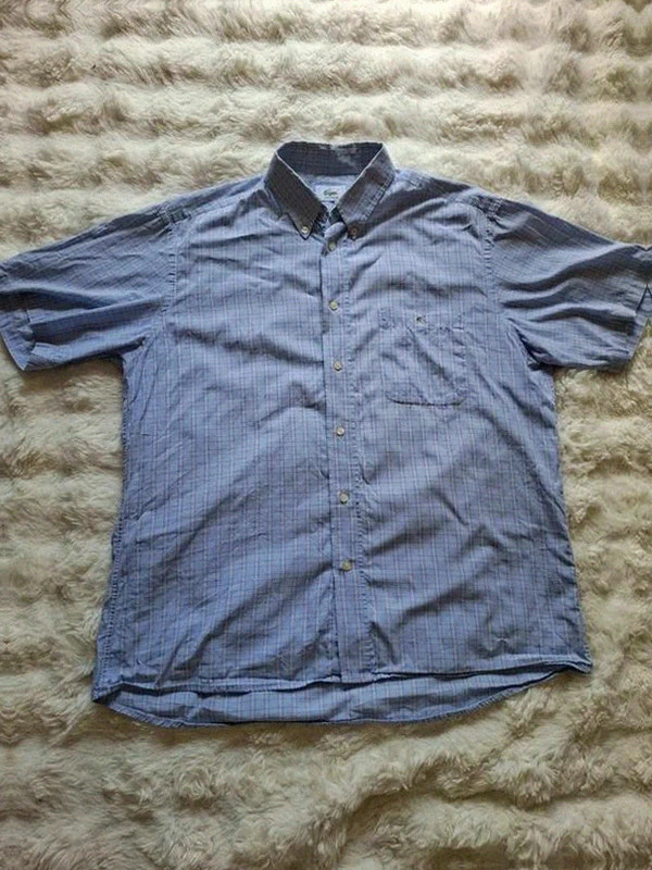 Chemise à Carreaux Manches Courtes Lacoste Bleu & Blanc T.41 (M/L) – Lacoste – taille L 2