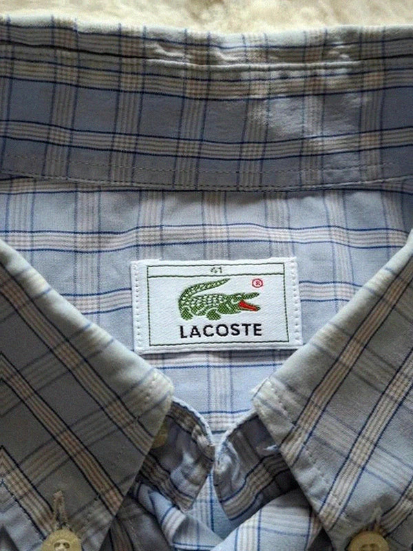 Chemise à Carreaux Manches Courtes Lacoste Bleu & Blanc T.41 (M/L) – Lacoste – taille L 4