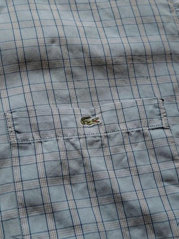 Chemise à Carreaux Manches Courtes Lacoste Bleu & Blanc T.41 (M/L) – Lacoste – taille L 3