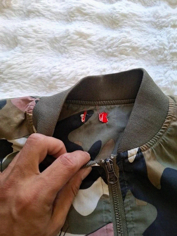 Camouflage Léger Bomber & Papillons Rose / Kaki T.M (Sans Étiquette) – taille M / 38 / 10 4