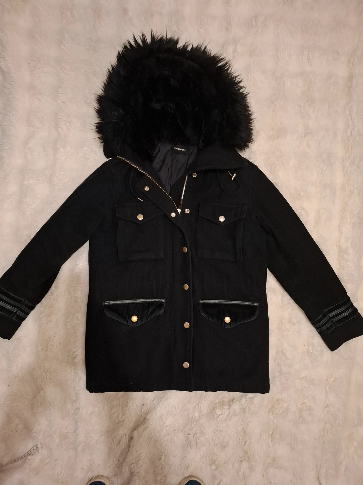 Manteau parka laine noir col fourrure amovible The Kooples taille S – The Kooples – taille S / 36 / 8 2
