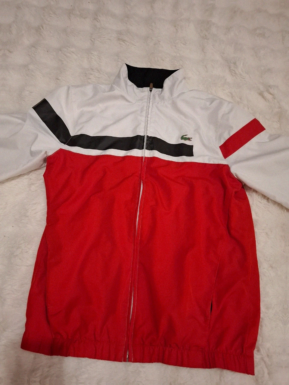 Veste Sport / Coupe-Vent Lacoste Blanc, Rouge & Noir T.3 (S) - Modèle WH9136 – Lacoste Sport – taille S 3