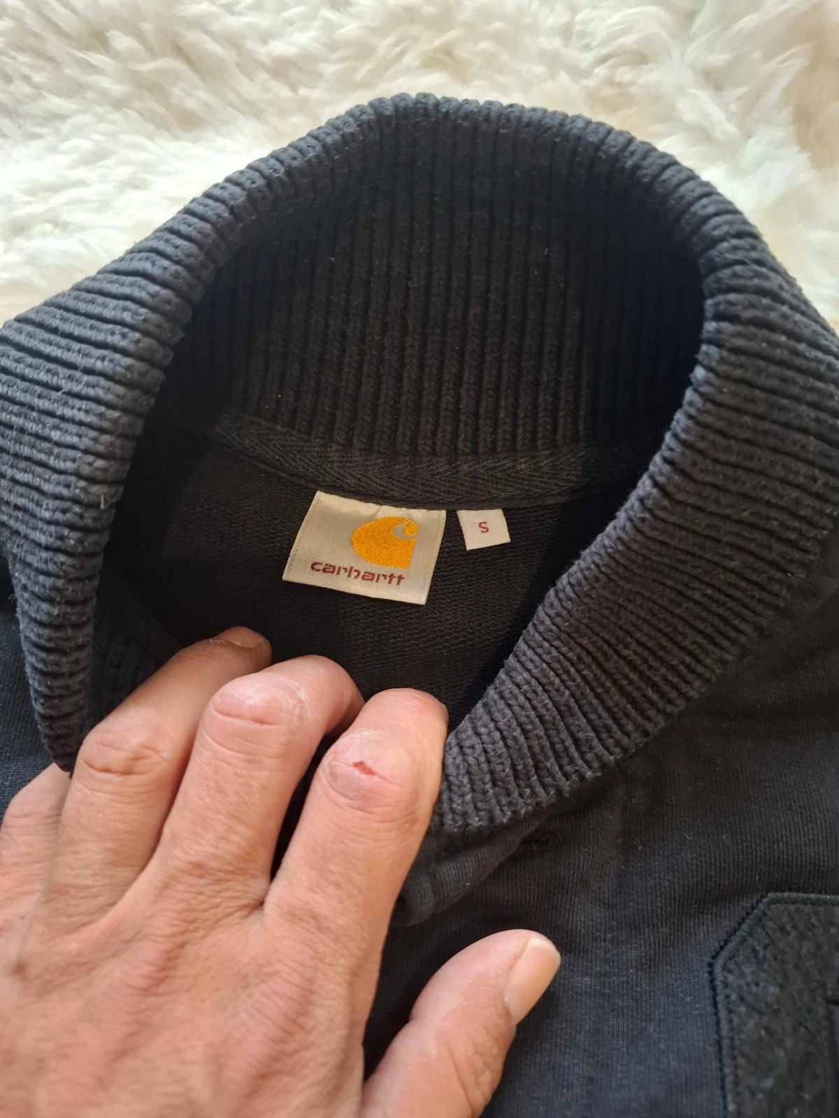 Veste cardigan zippée boutons Carhartt noir col teddy taille S workwear – Carhartt – taille S 4