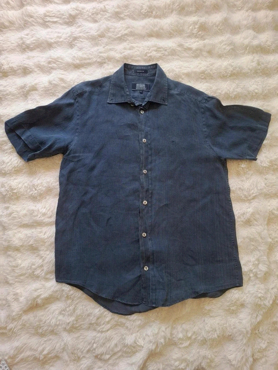 Chemise Lin Gris / Bleu Manches Courtes T.L Serge Blanco – Serge Blanco – taille L 2