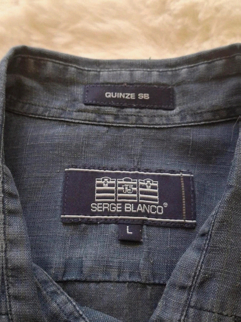 Chemise Lin Gris / Bleu Manches Courtes T.L Serge Blanco – Serge Blanco – taille L 4