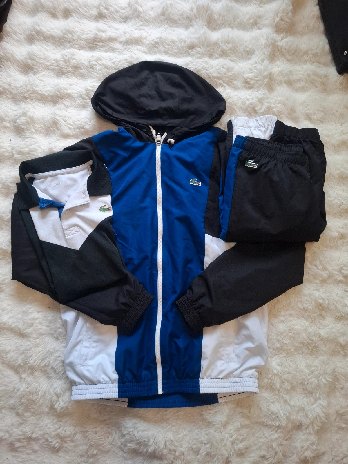 Lot survêtement veste pantalon polo Lacoste Sport tricolore noir bleu XS-S