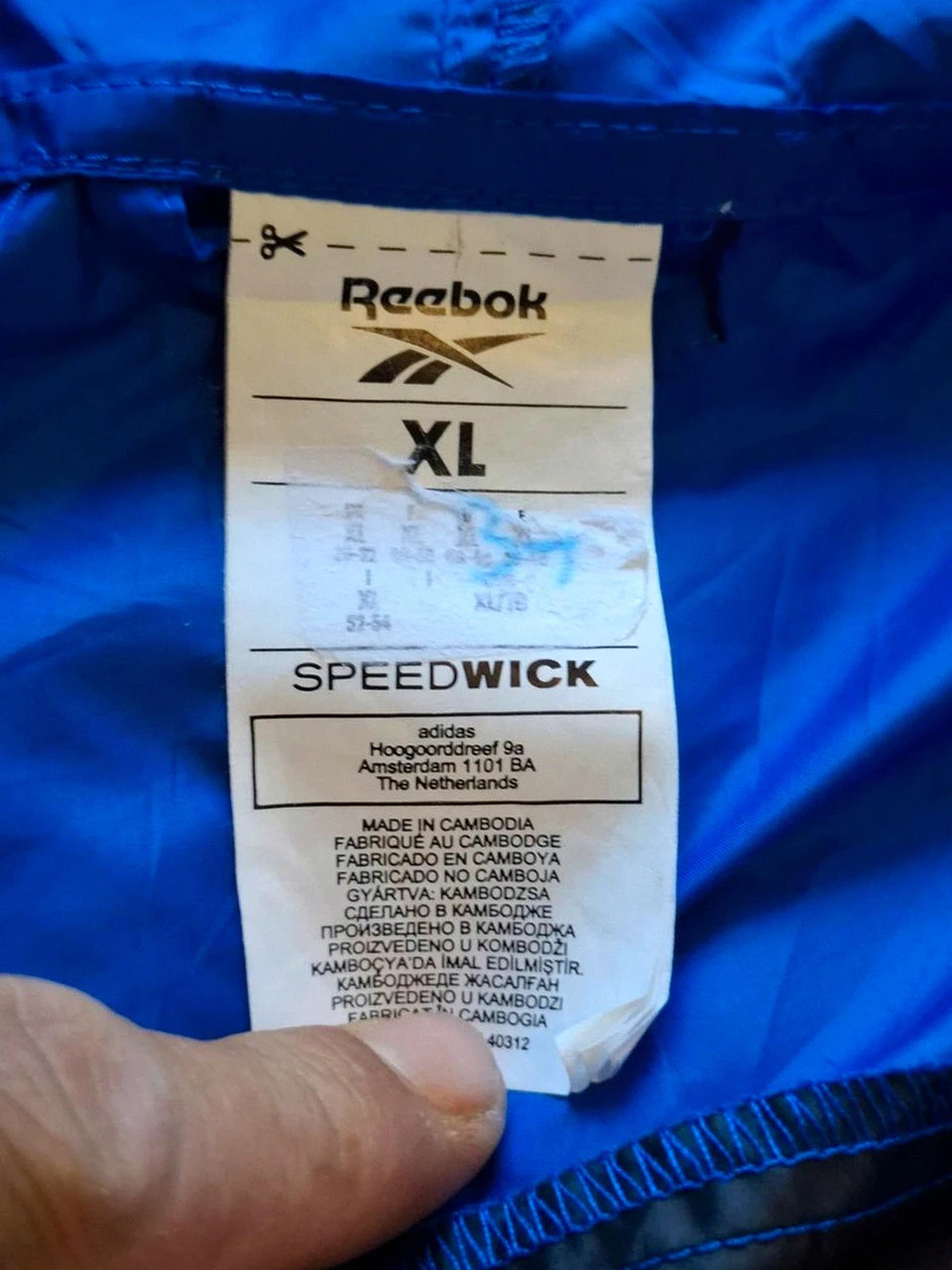 Veste Zippée à Capuche / Coupe-Vent Reebok Speedwick Bleu & Noir T.XL – Reebok – taille XL 5