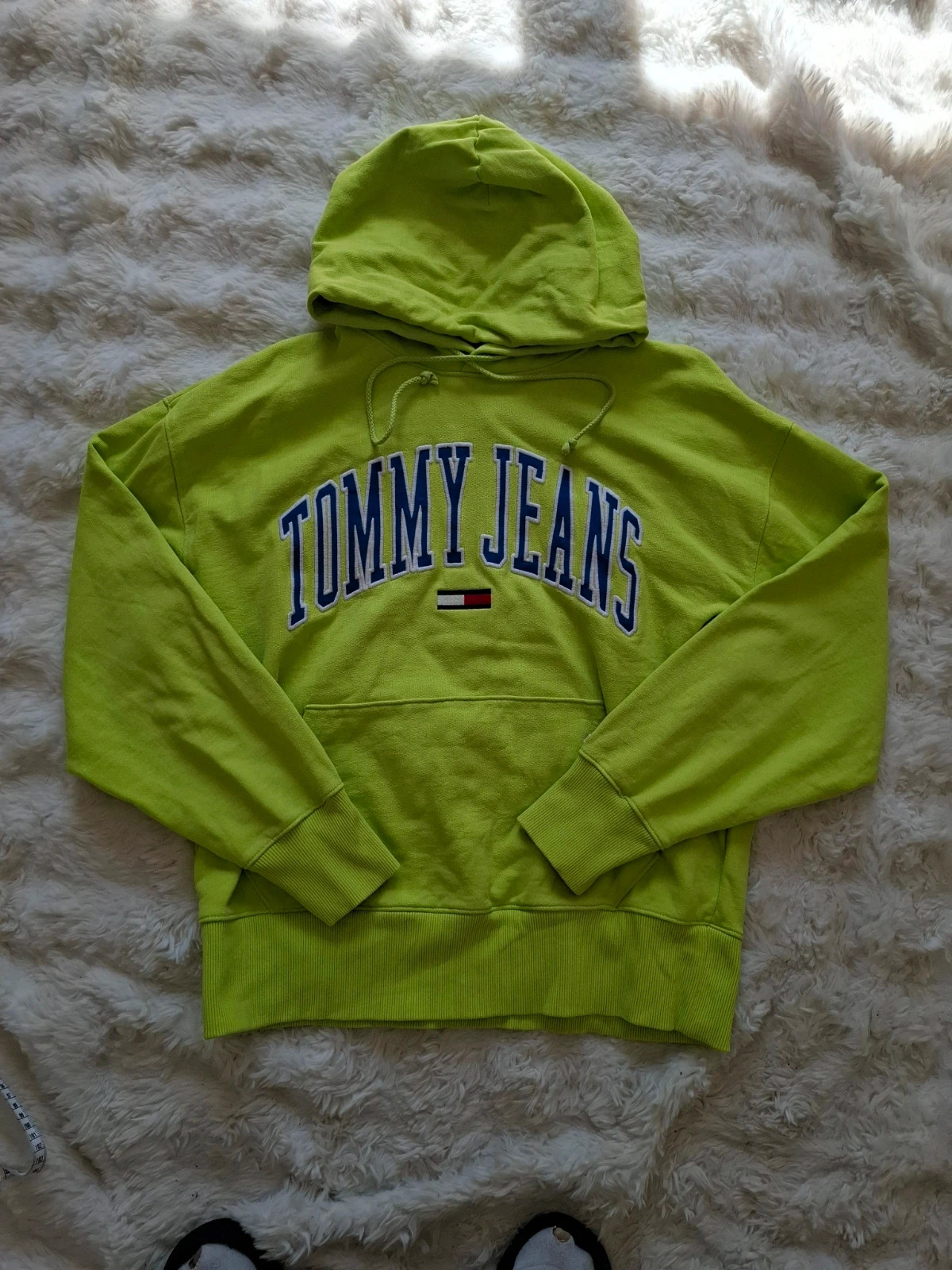 Sweat à Capuche / Hoodie Vert Fluo "Tommy Jeans" Grand Logo Brodé T.L
