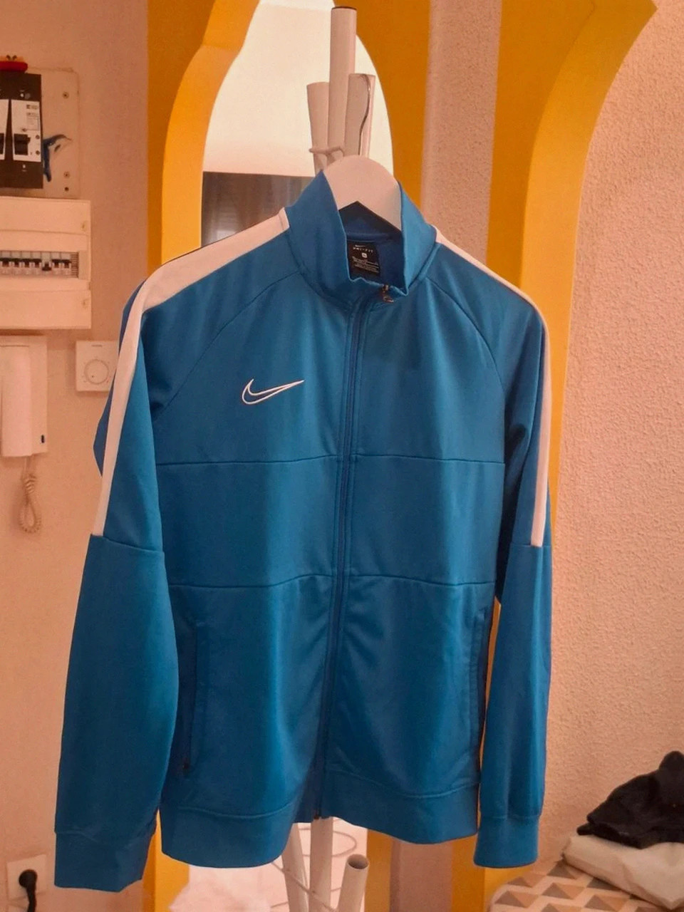 Veste Nike Dri-Fit de Survêtement Bleue et Blanche T.S (Coupe Junior XL)