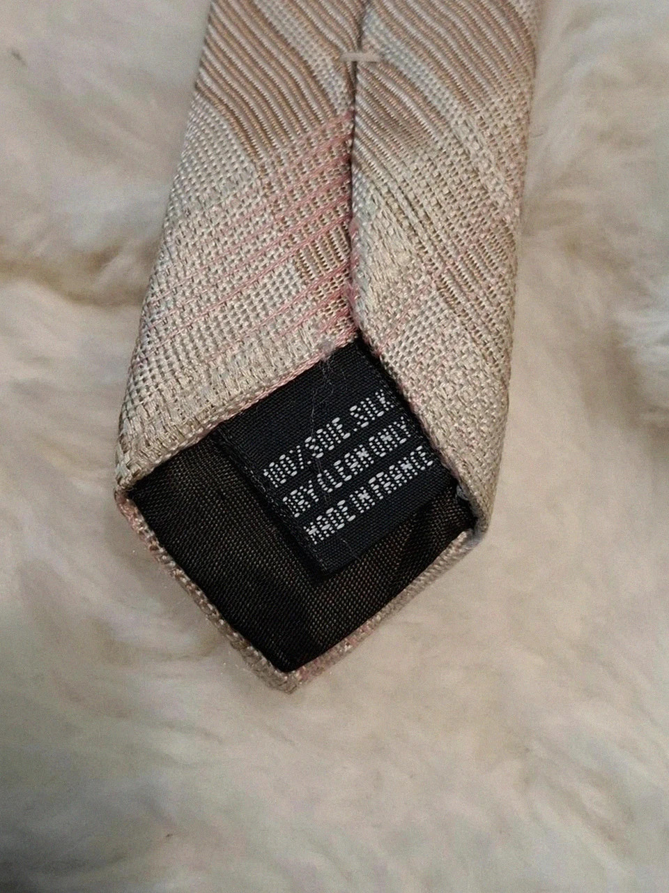 Cravate Vintage Pierre Cardin Paris Beige et Blanc Cassé à Carreaux Soie – Pierre Cardin 2