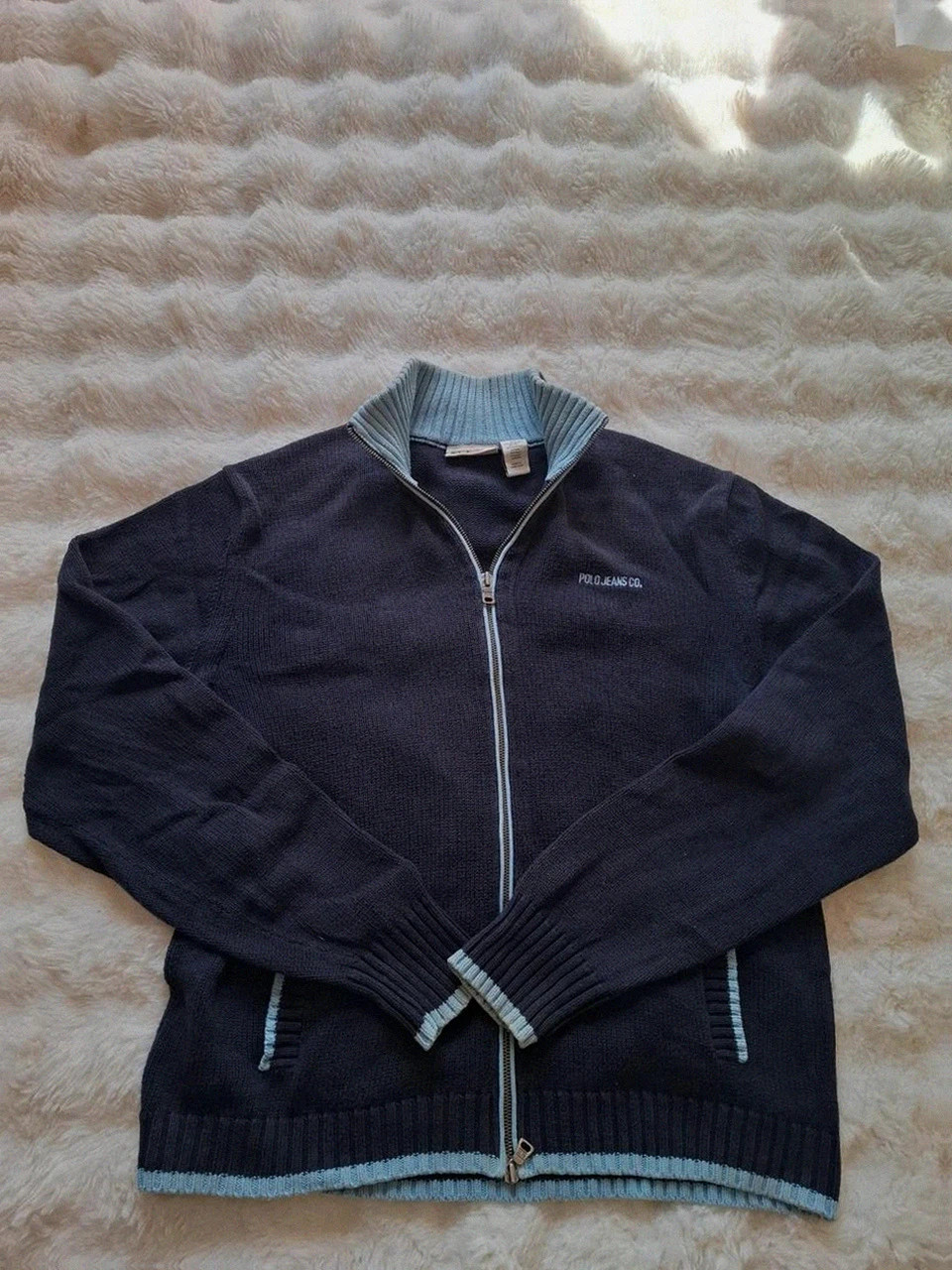 Cardigan / Gilet Rétro Ralph Lauren Polo Jeans Co. Bleu Clair et Marine T.XL (42/44) – Polo Ralph Lauren – taille XL 2