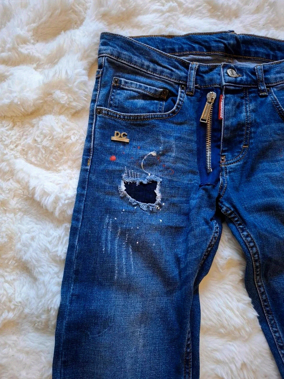 Jean Délavé Slim / Dsquared2 D2 Effet Destroy Bleu T.44 / S – Dsquared2 – taille S 4