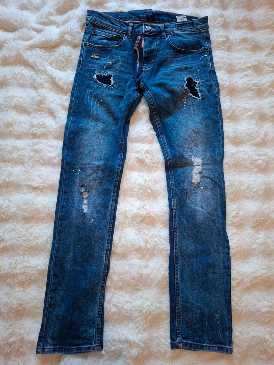 Jean Délavé Slim / Dsquared2 D2 Effet Destroy Bleu T.44 / S