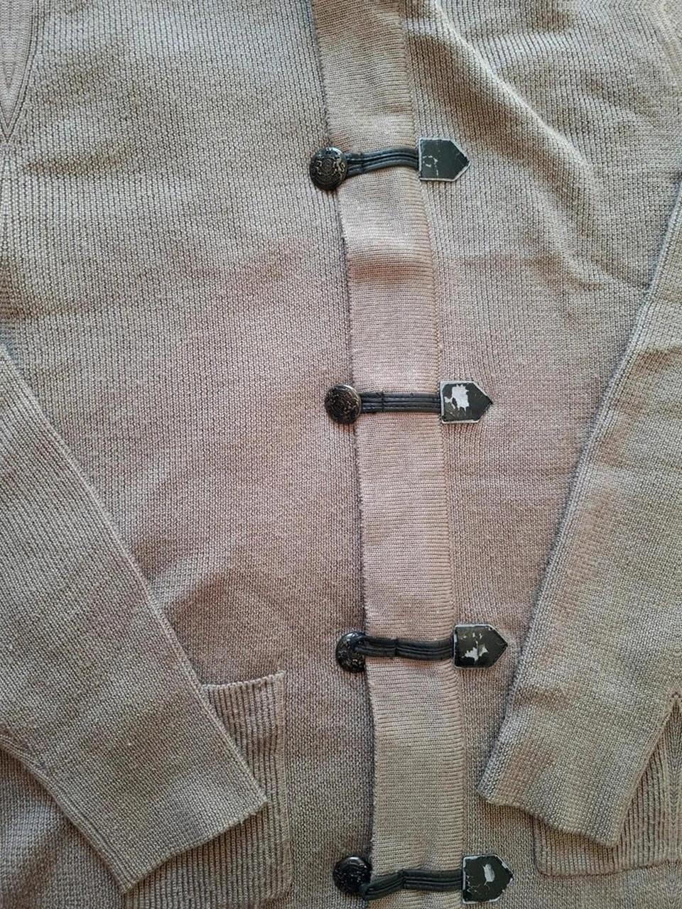 Cardigan / Gilet Zippé à Brandebourgs Mélangé Beige Izac T.L (40/42) – IZAC – taille L 5