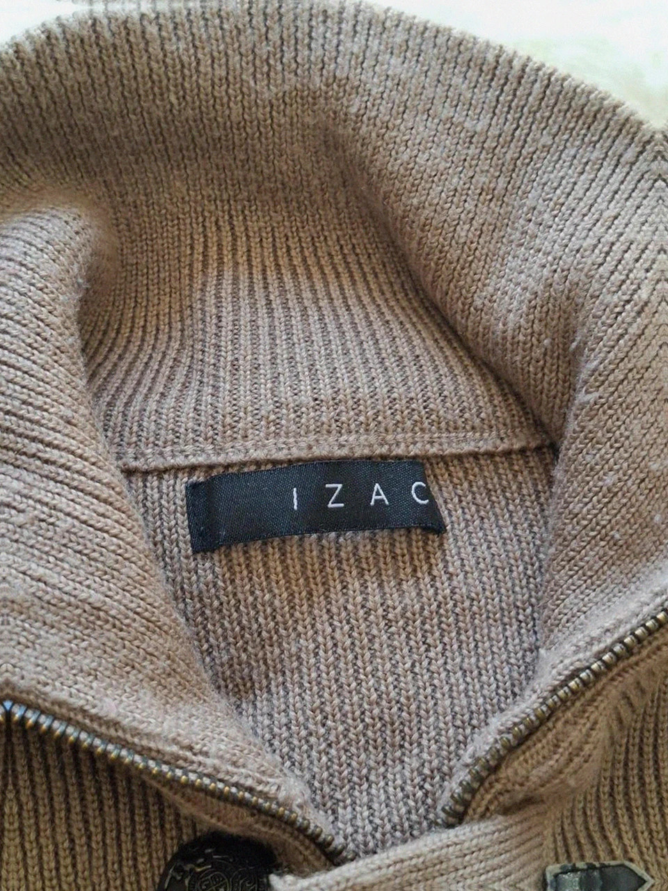 Cardigan / Gilet Zippé à Brandebourgs Mélangé Beige Izac T.L (40/42) – IZAC – taille L 3