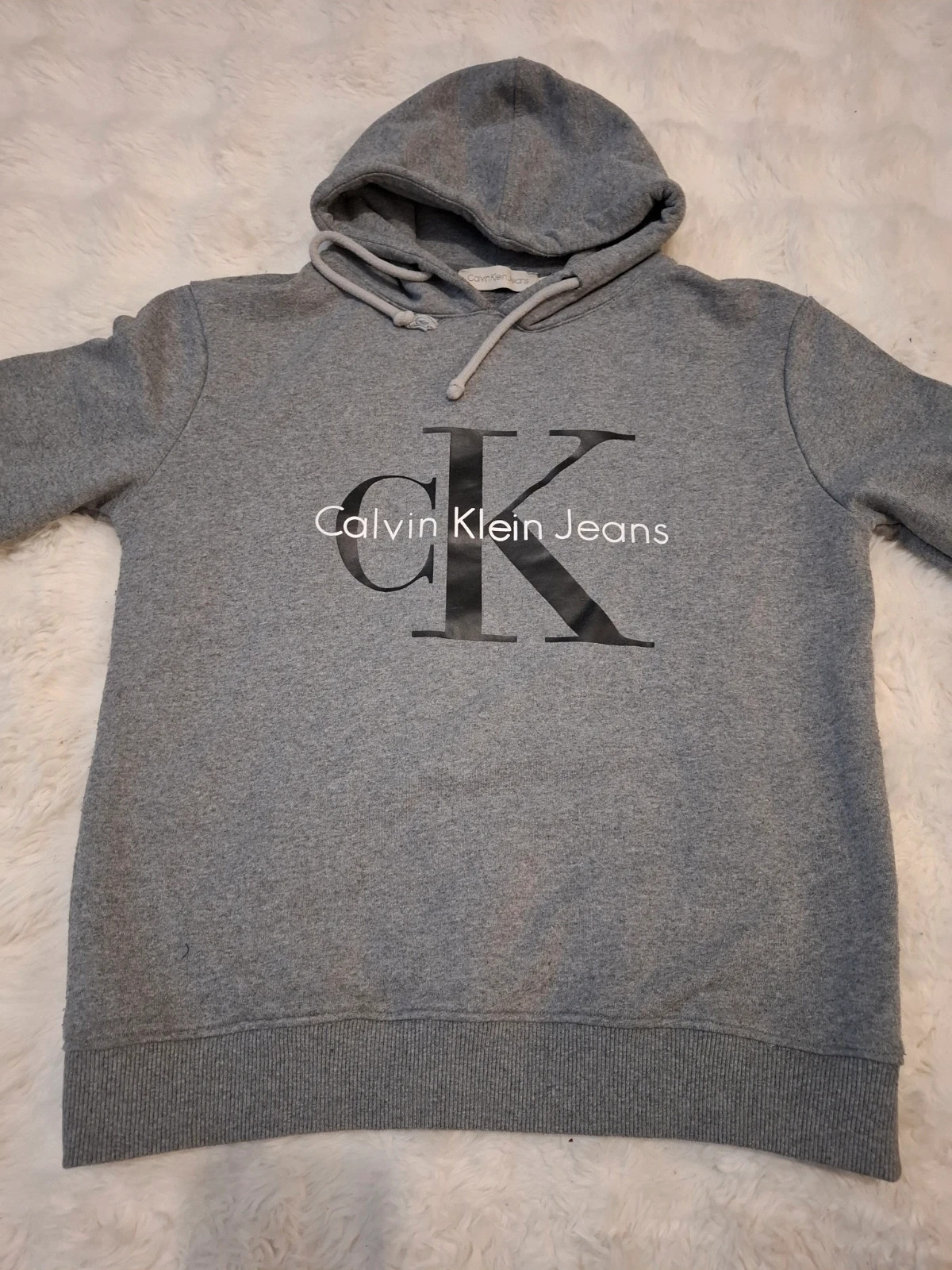Sweat à Capuche / Hoodie Gris Chiné "Calvin Klein Jeans" Grand Logo T.S / S – Calvin Klein Jeans – taille S 4
