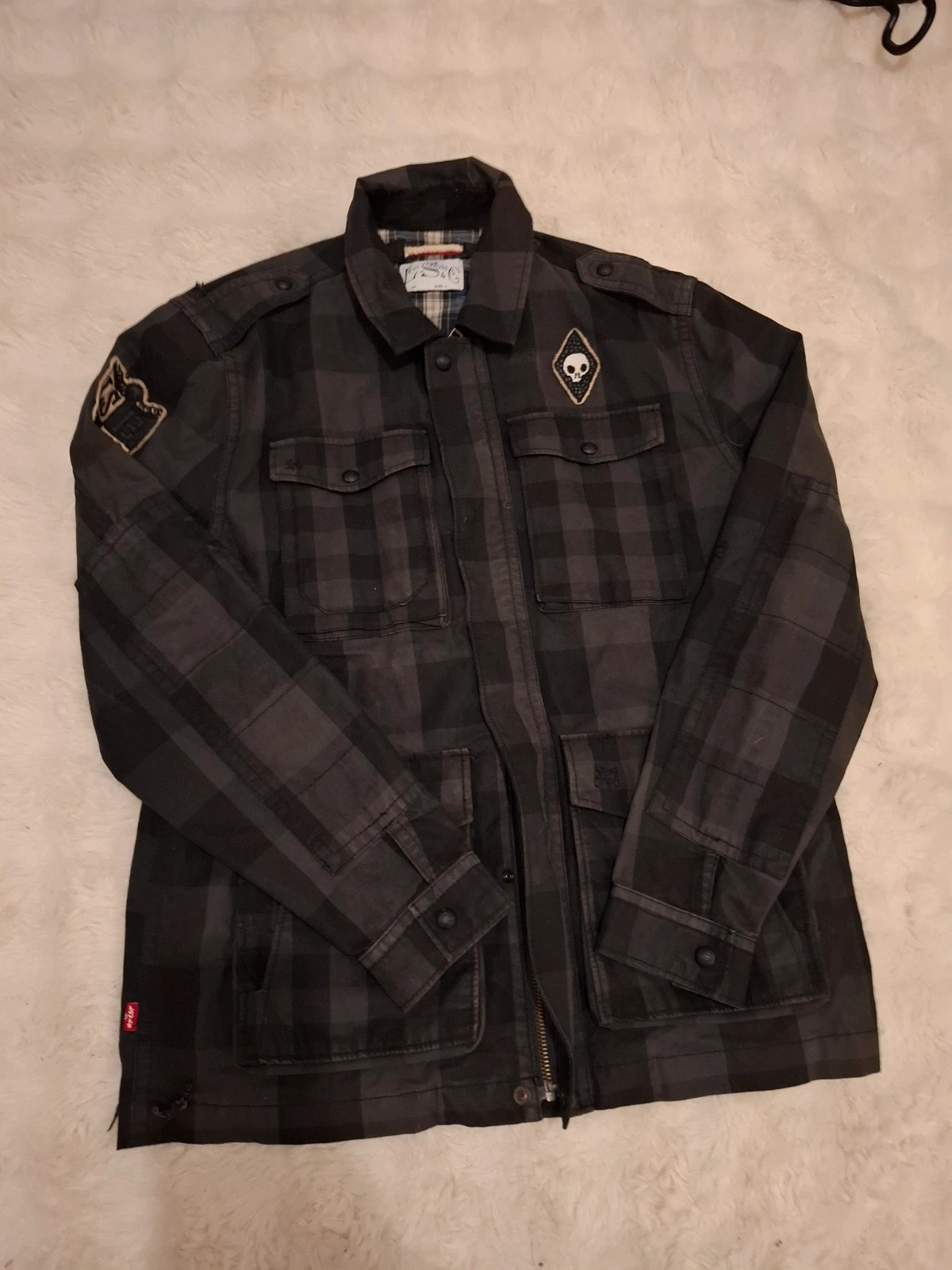 Surchemise / Veste à Carreaux "Levi's" Noir et Gris T.L (Défauts) – Levi Strauss & Co. – taille L 2